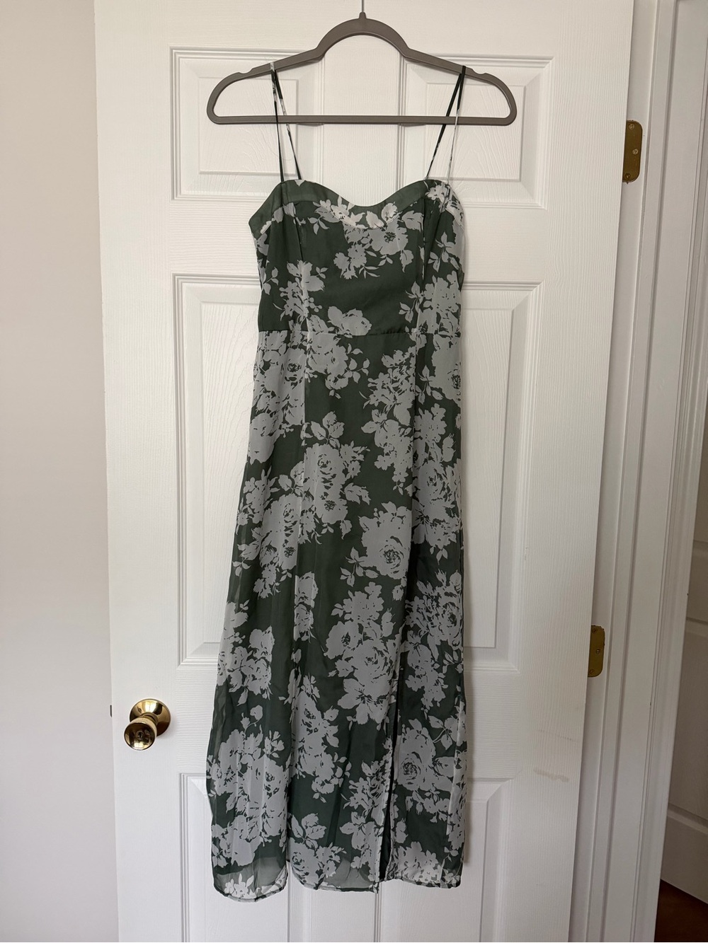 Abercrombie & Fitch Olive Green Floral Midi Dress